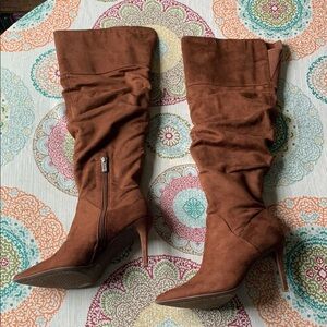 Jessica Simpson Chestnut Brown Suede Over-the-Knee Stiletto Boots